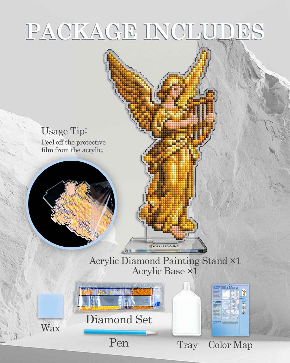 Angel Harp Sonata Acrylic Diamond Art Display Stand - Image 6