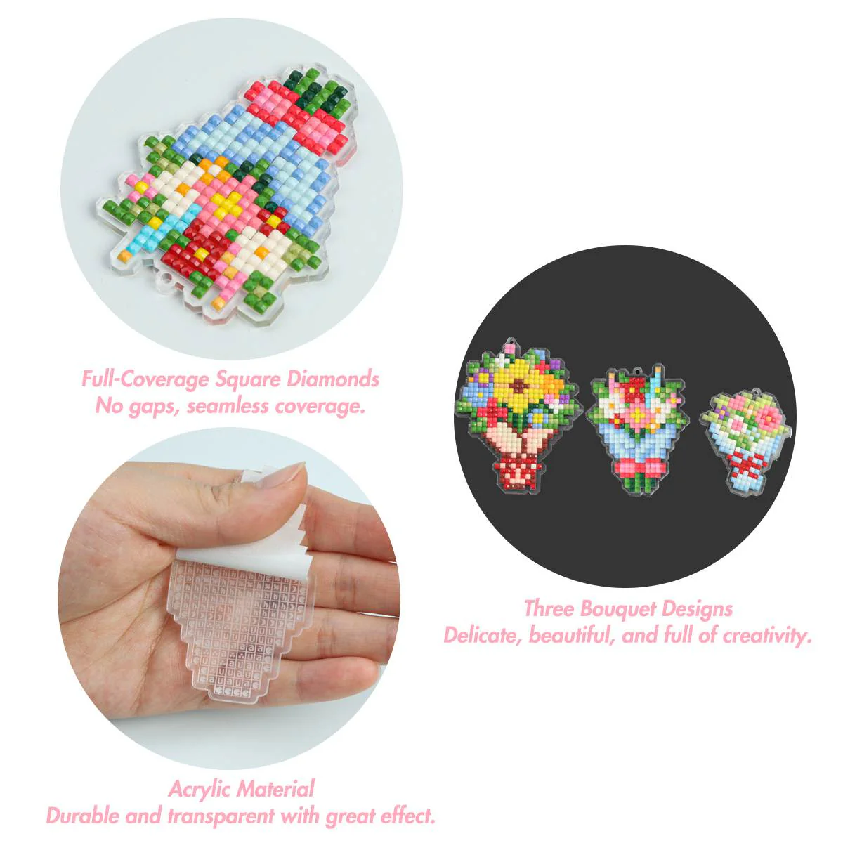 Bouquet Acrylic Diamond Painting Keychain - Image 5