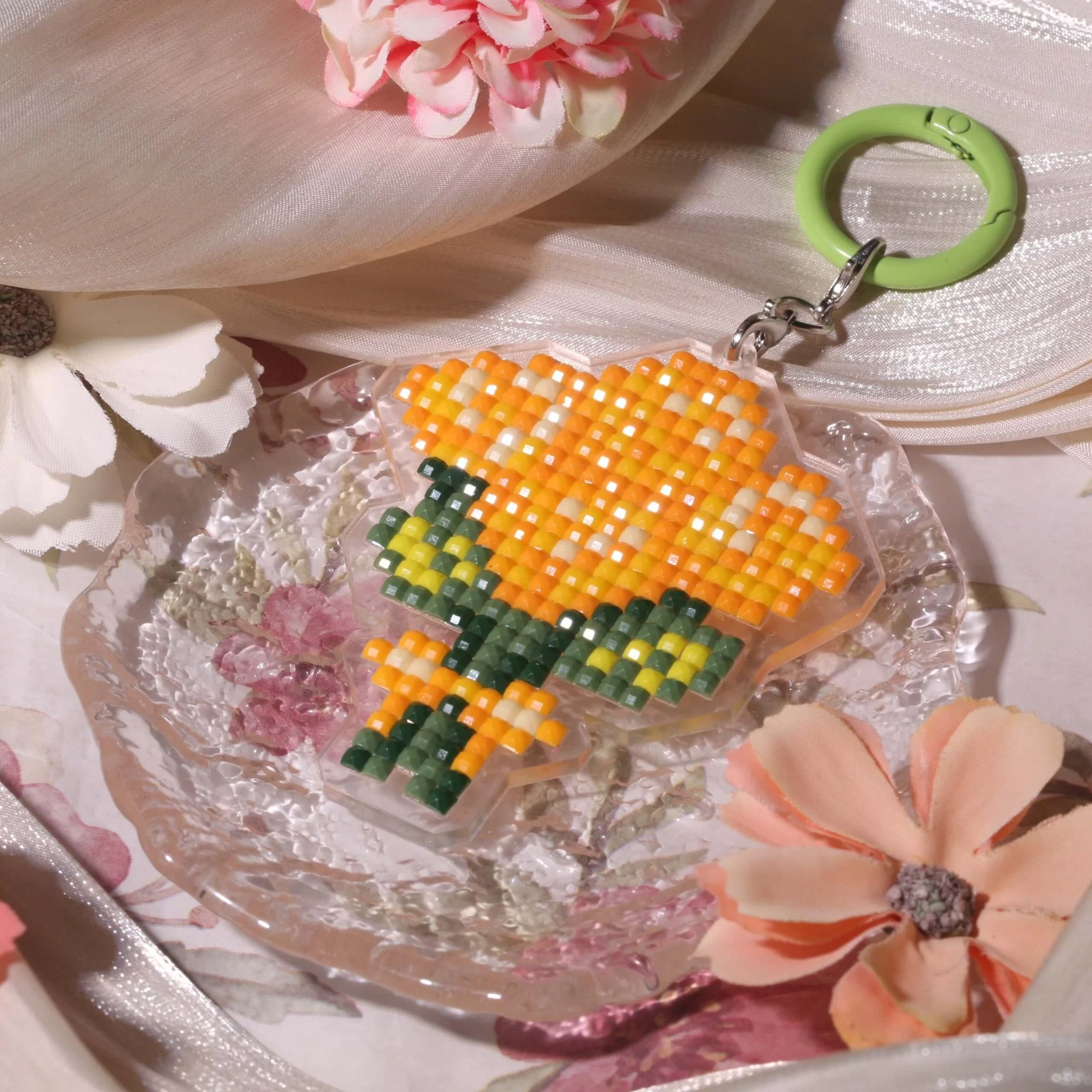 Colorful Bouquet Acrylic Diamond Painting Keychain - Image 3