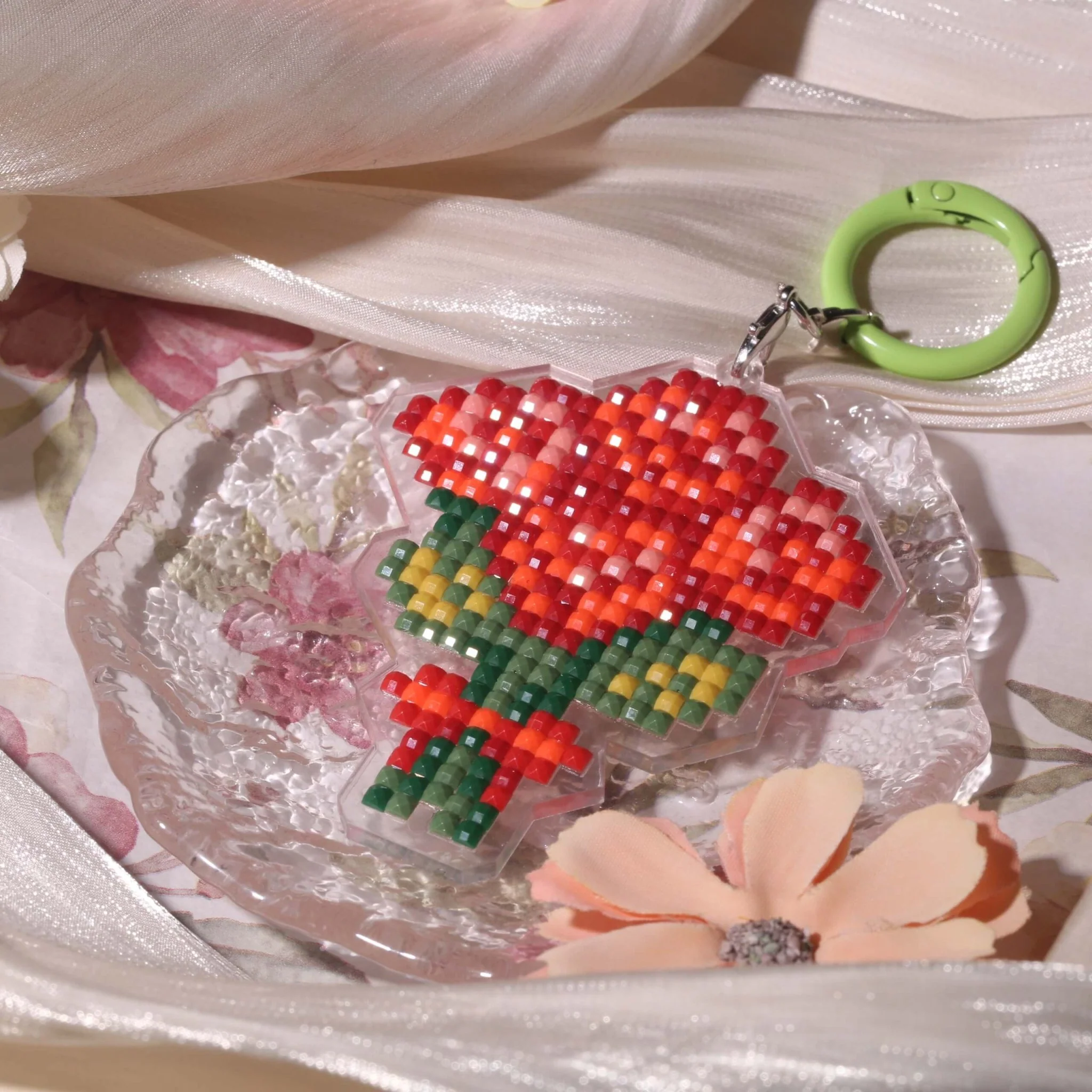 Colorful Bouquet Acrylic Diamond Painting Keychain - Image 4