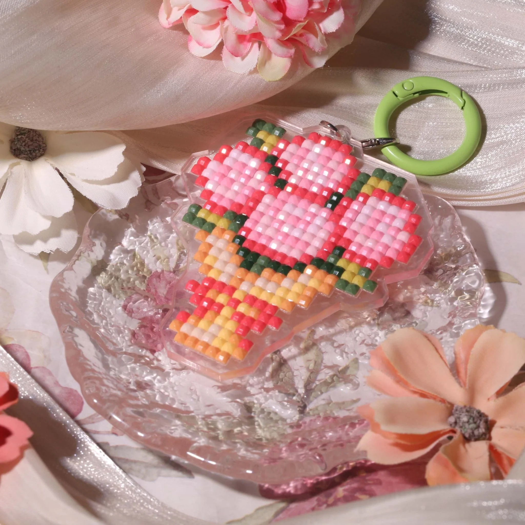 Colorful Bouquet Acrylic Diamond Painting Keychain - Image 6