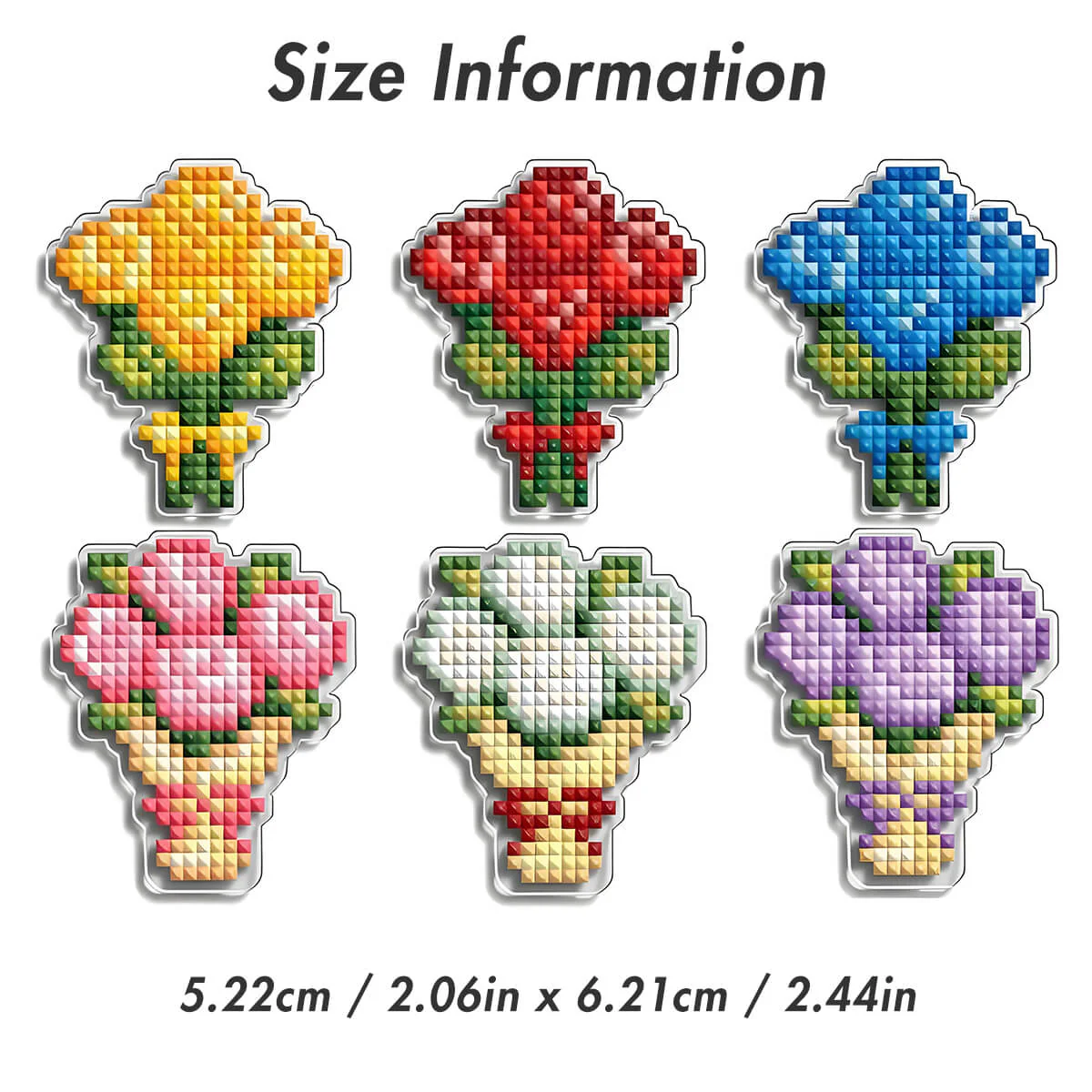 Colorful Bouquet Acrylic Diamond Painting Keychain - Image 7