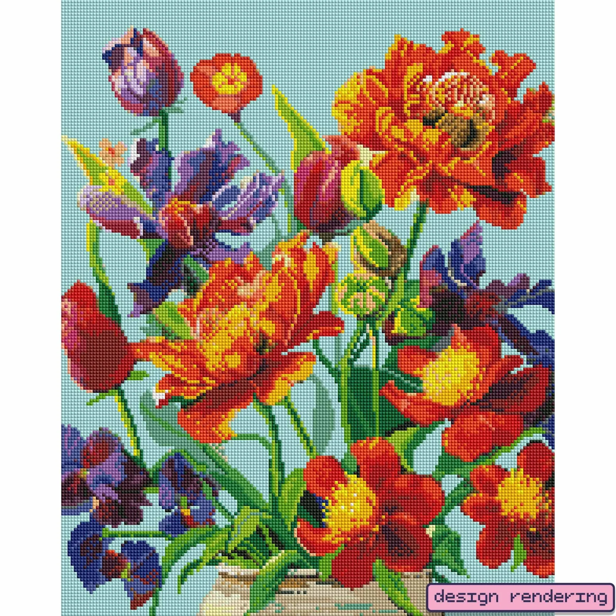 Colorful Flowers-Crystal Diamond Painting - Image 3