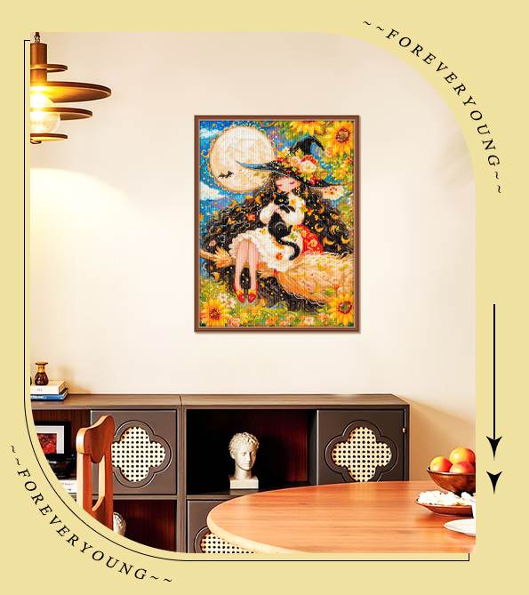 Enchanted Witch with Black Cat | Cat, Cats & Kitten Mystic Art Decor - Image 5