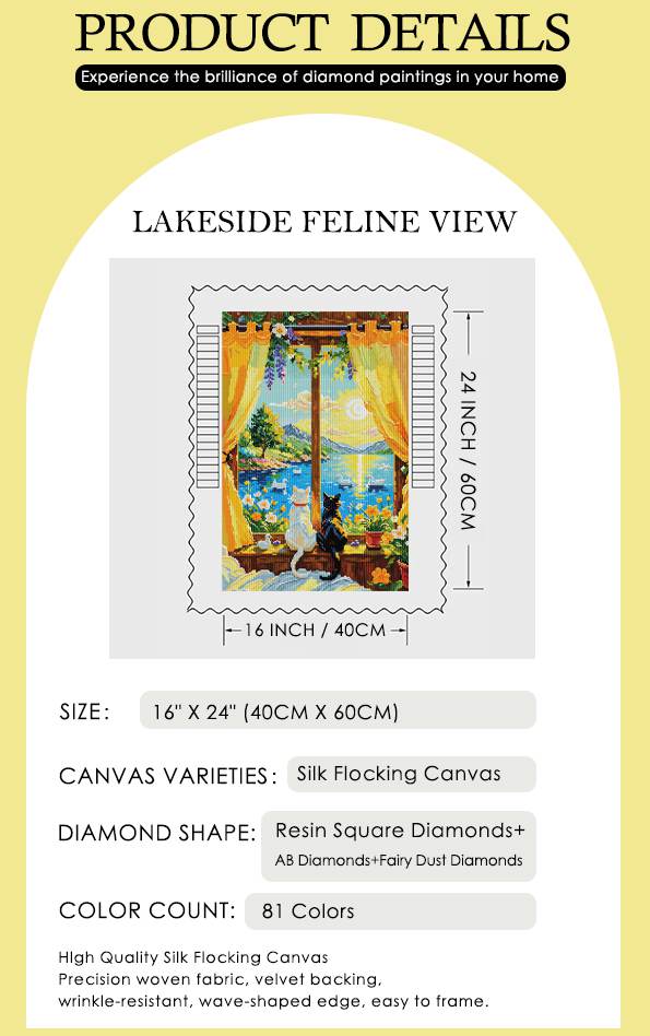 Lakeside Feline View | Cat, Cats & Kitten Scenic Diamond Art Decor - Image 3