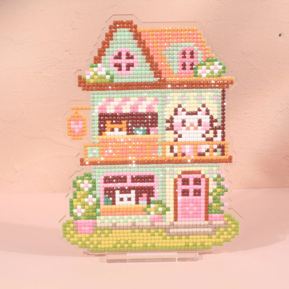 LumiGem Cat Café Diamond Painting Stand – Cat/Cats/Kitten Coffee Shop Diamond Art Display - Image 2
