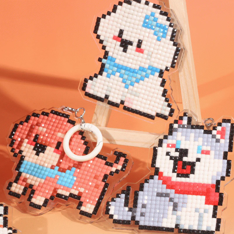 Lumigem Puppy Diamond Art Keychain Kit – Cute DIY Crystal Dog Keychain - Image 3