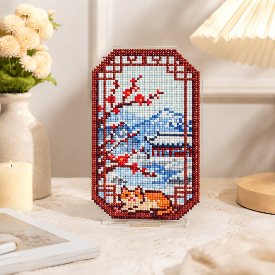 LumiGem Snowy Cat Reflection Diamond Painting Stand | Cat, Cats & Kitten Art Decor