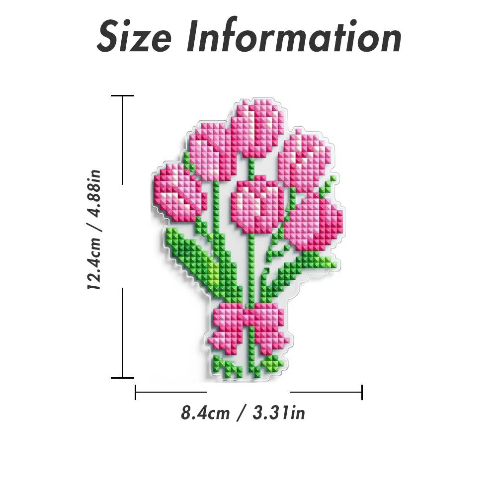 Pink Tulip Bouquet Acrylic Diamond Art Display Stand - Image 5