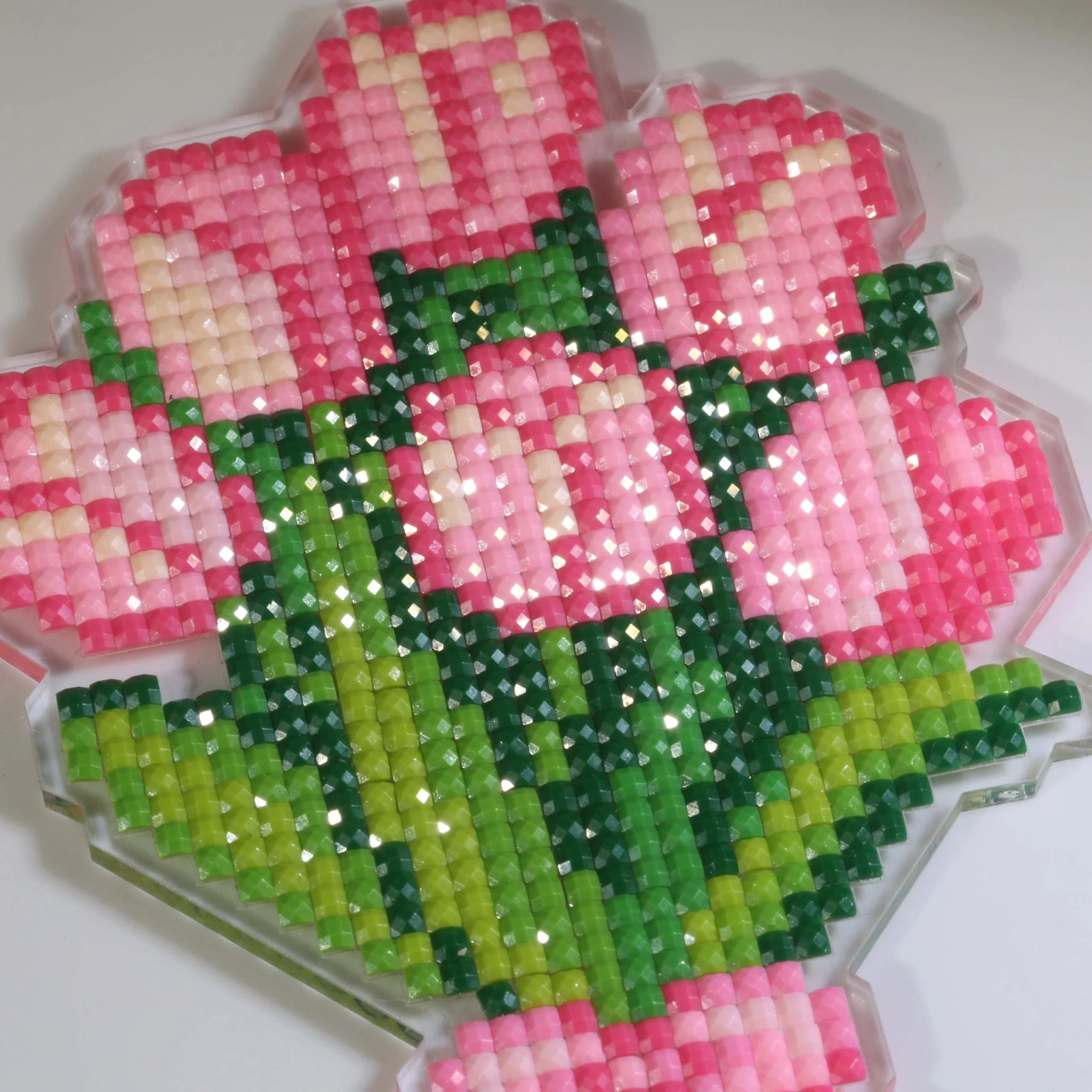 Pink Tulip Bouquet Acrylic Diamond Art Display Stand - Image 7