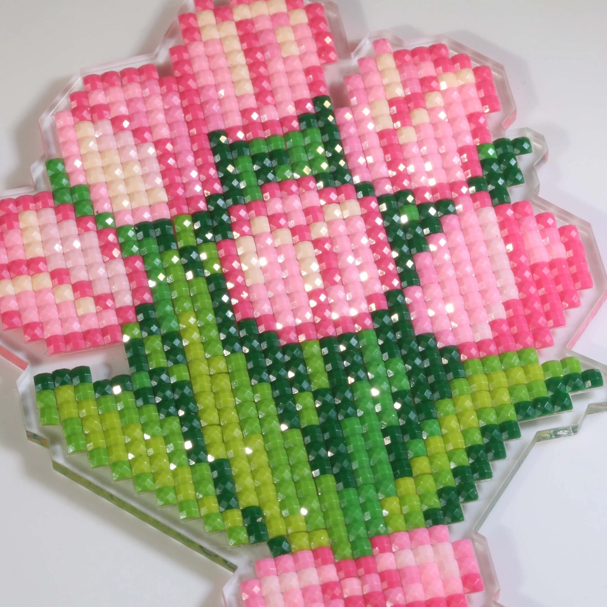 Pink Tulip Bouquet Acrylic Diamond Art Display Stand - Image 8