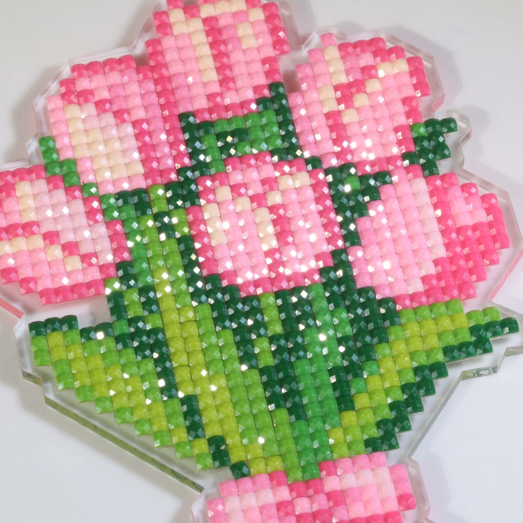 Pink Tulip Bouquet Acrylic Diamond Art Display Stand - Image 9
