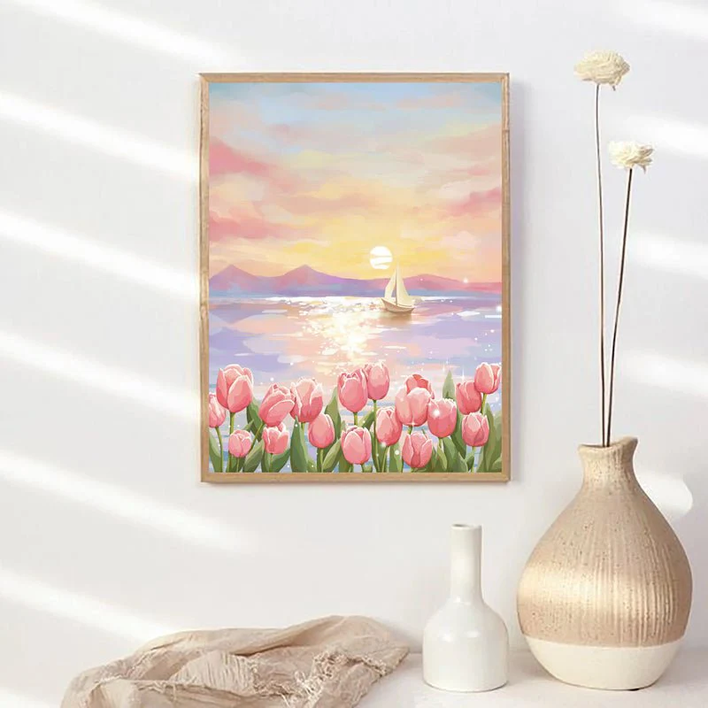 Pink Tulips-Crystal Diamond Painting - Image 6