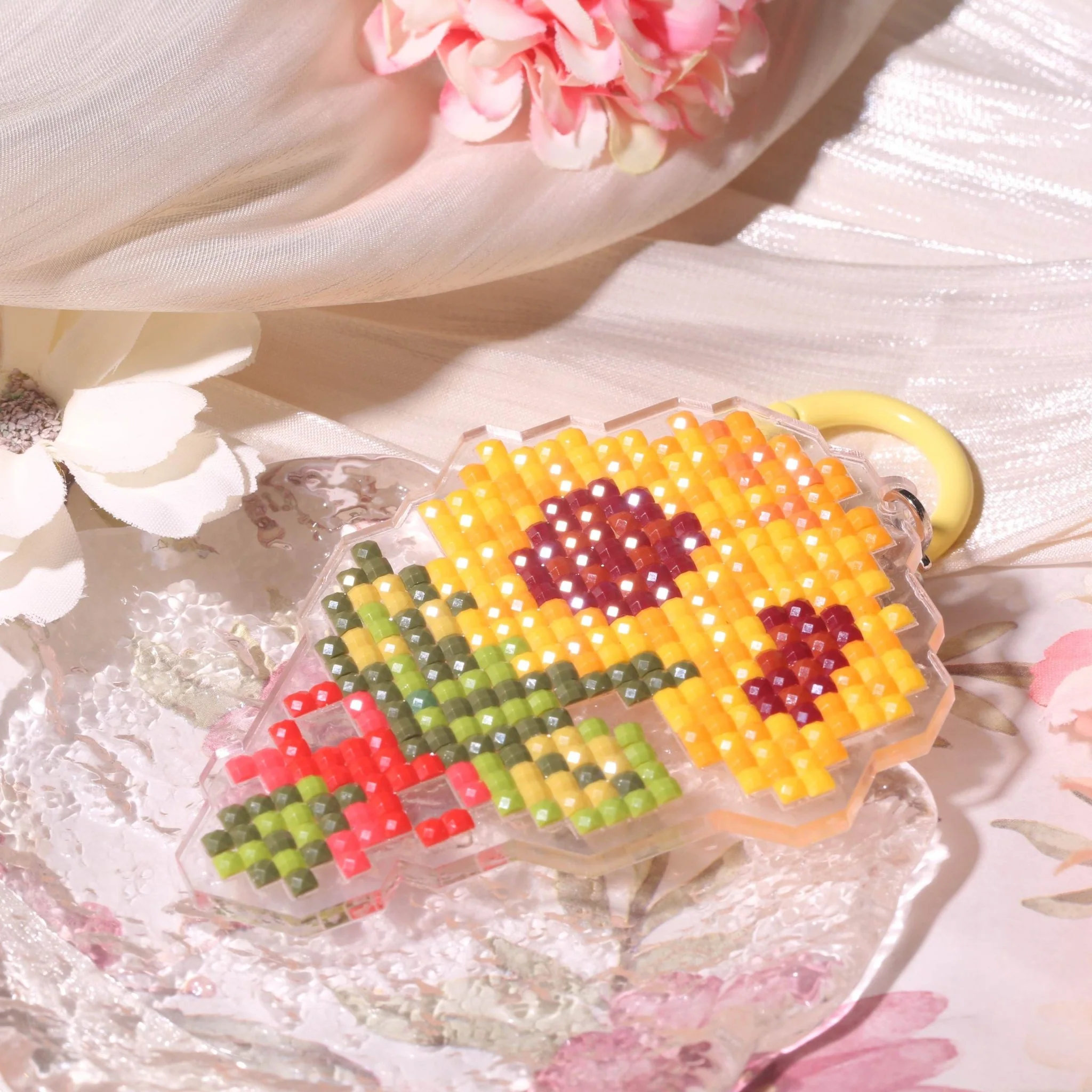 Sunflower Bouquet Acrylic Diamond Painting Keychain - Image 4