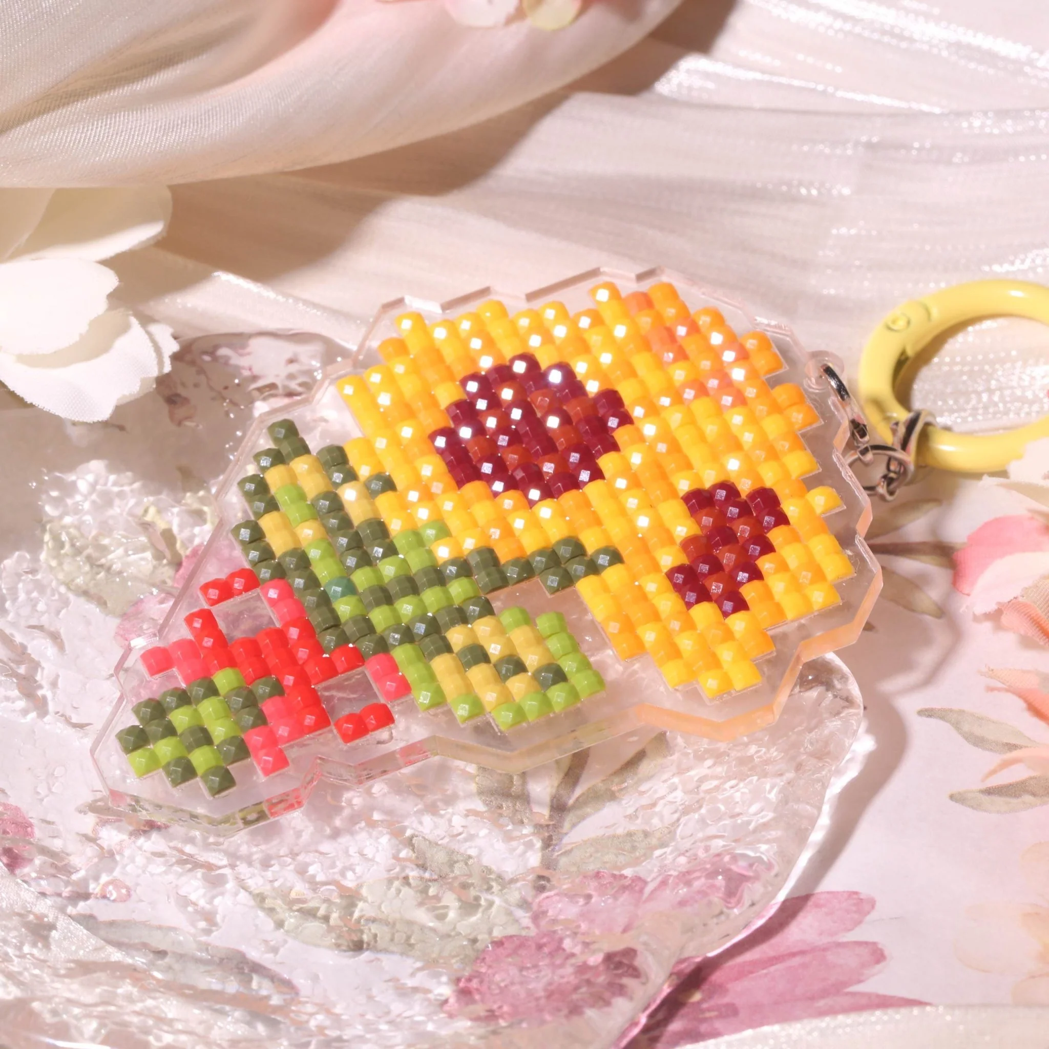 Sunflower Bouquet Acrylic Diamond Painting Keychain - Image 5