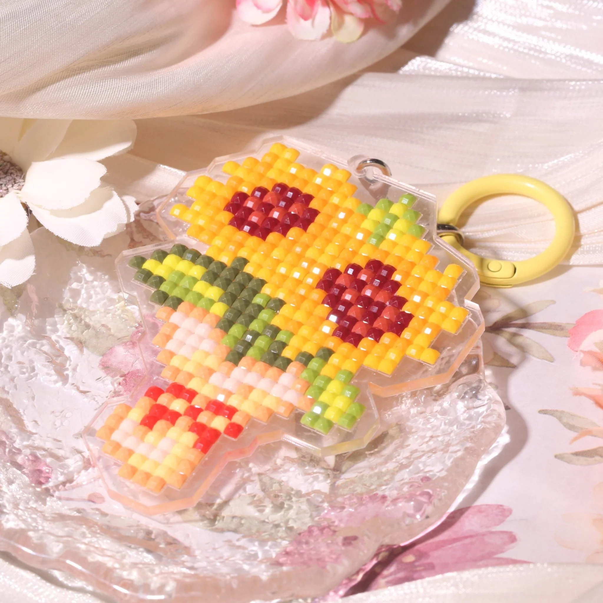 Sunflower Bouquet Acrylic Diamond Painting Keychain - Image 6