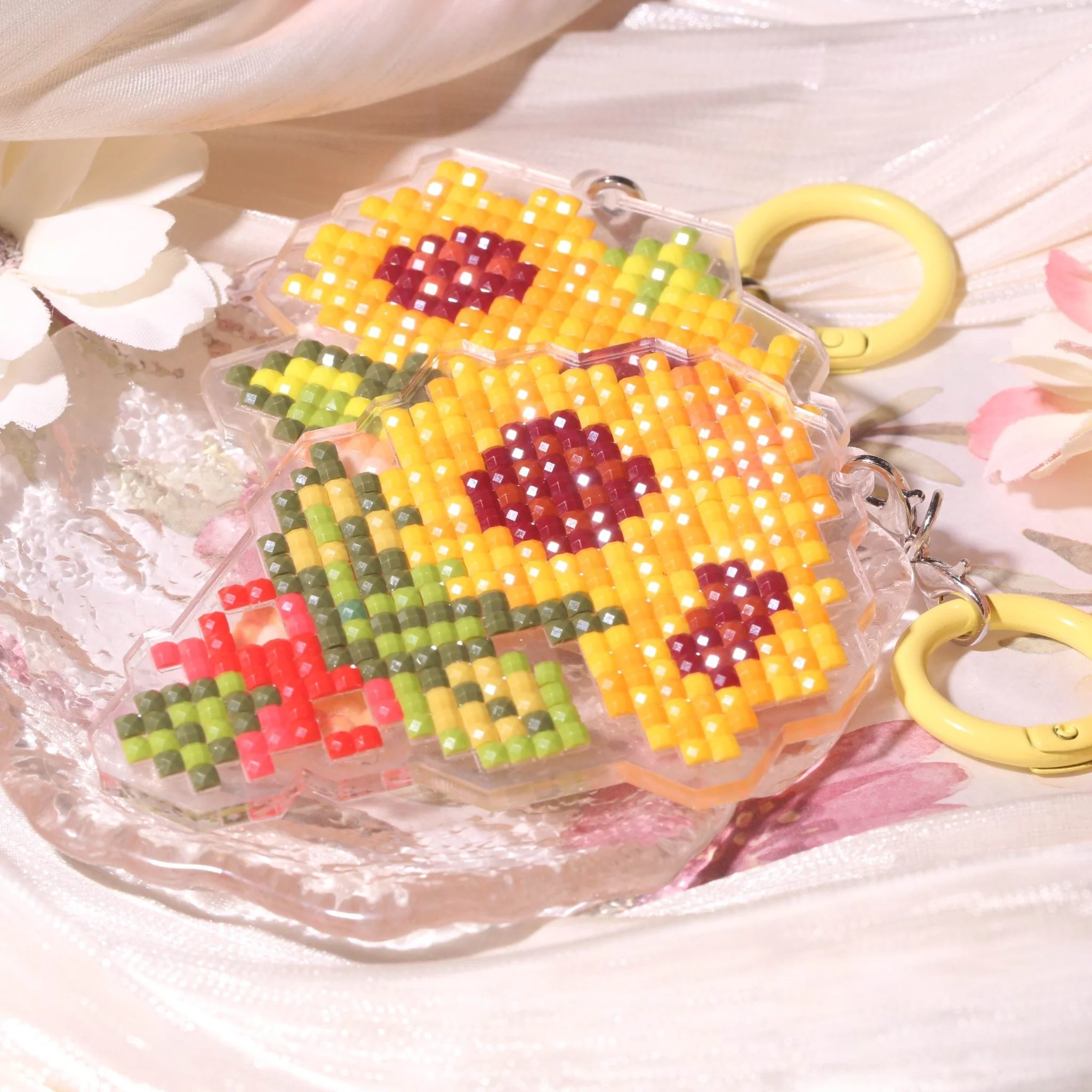Sunflower Bouquet Acrylic Diamond Painting Keychain - Image 7